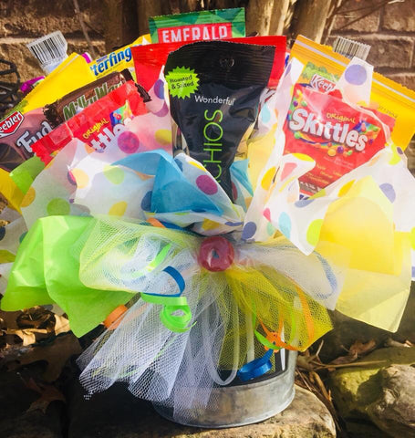 Any Occasion Snack Bouquet (male colors available)